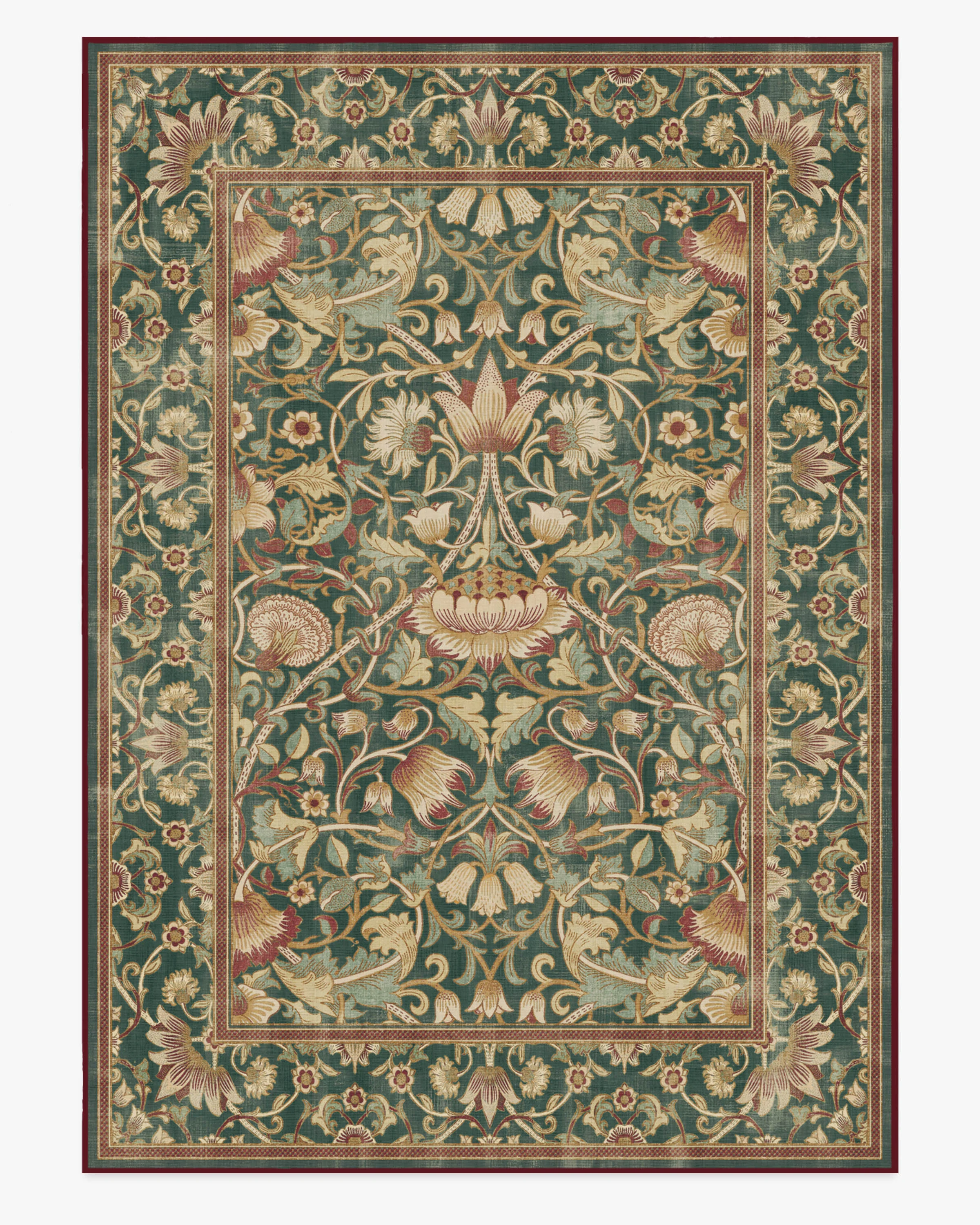 Lodden Soft Evergreen & Gold Rug by Morris & Co.