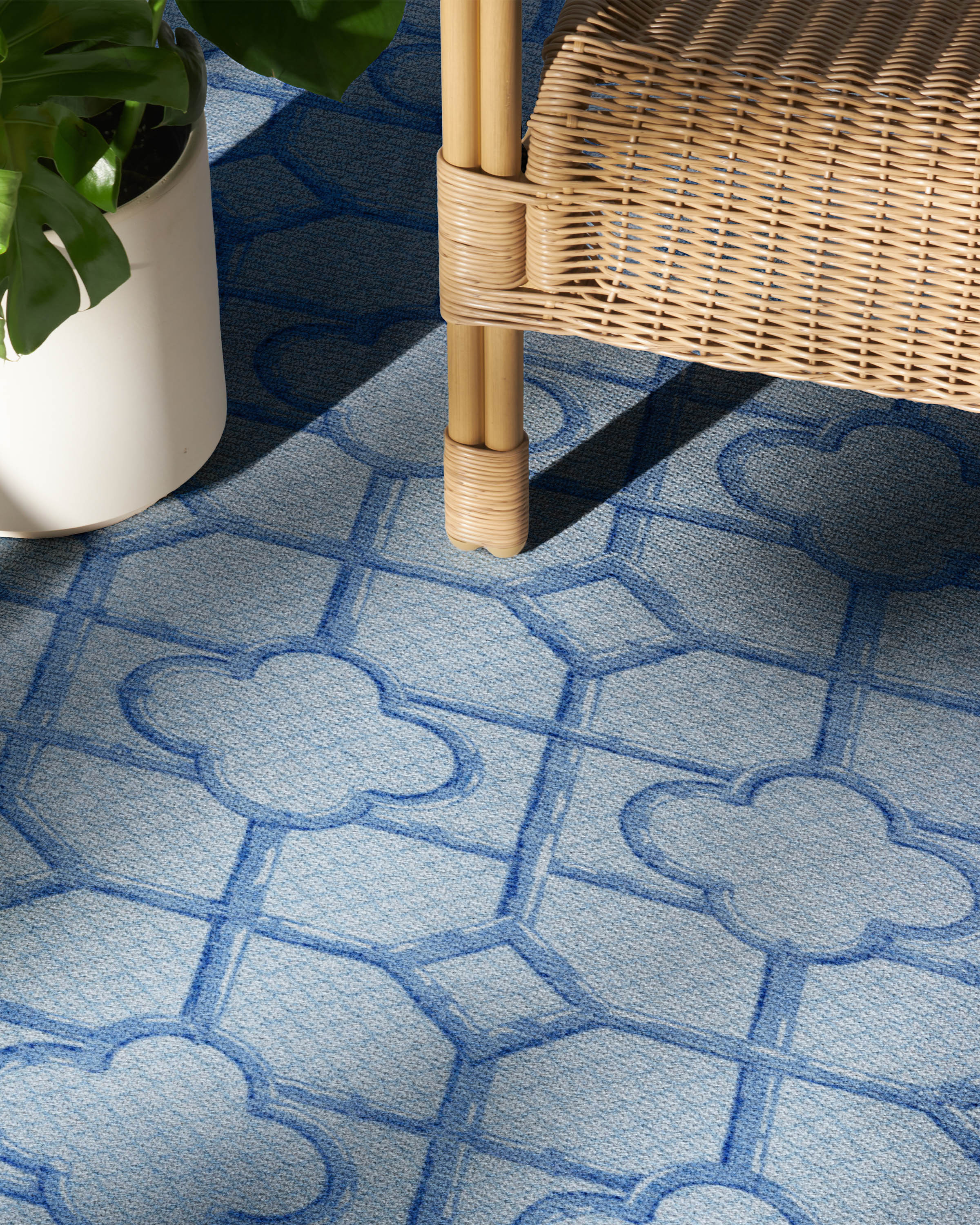 Shaded Bamboo Blue Outdoor Rug by Mrs. Alice
