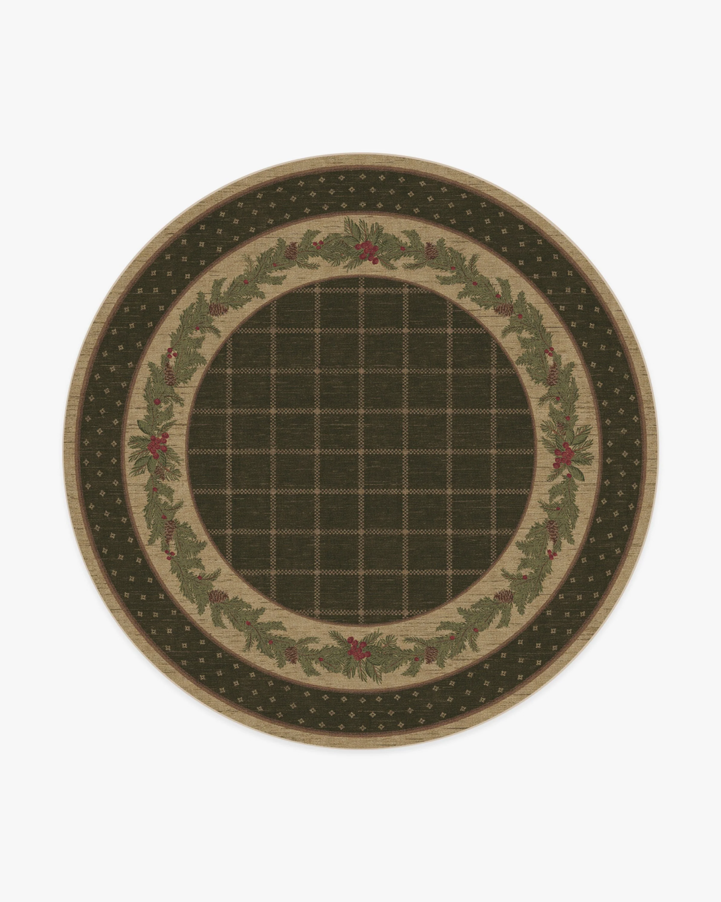 Pine Border Dark Olive Rug