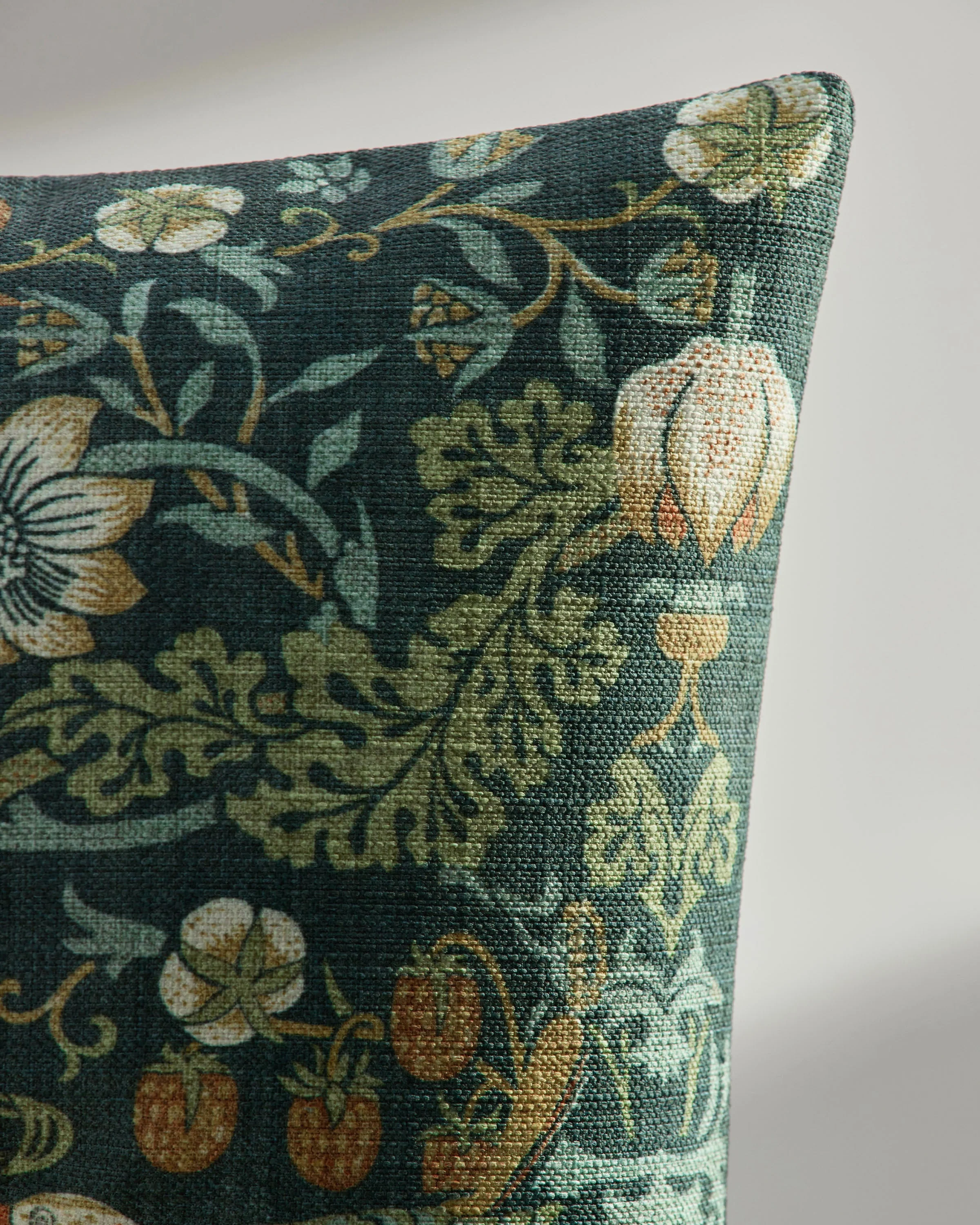 Strawberry Thief Slate Blue Woven Throw Pillow by Morris & Co.