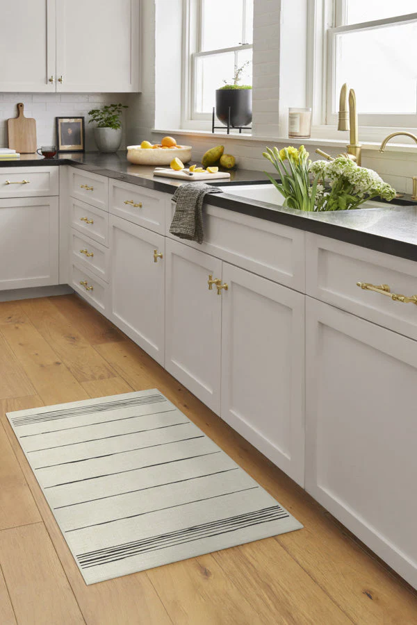 Clea Ivory & Black Flatwoven Rug by The Home Edit