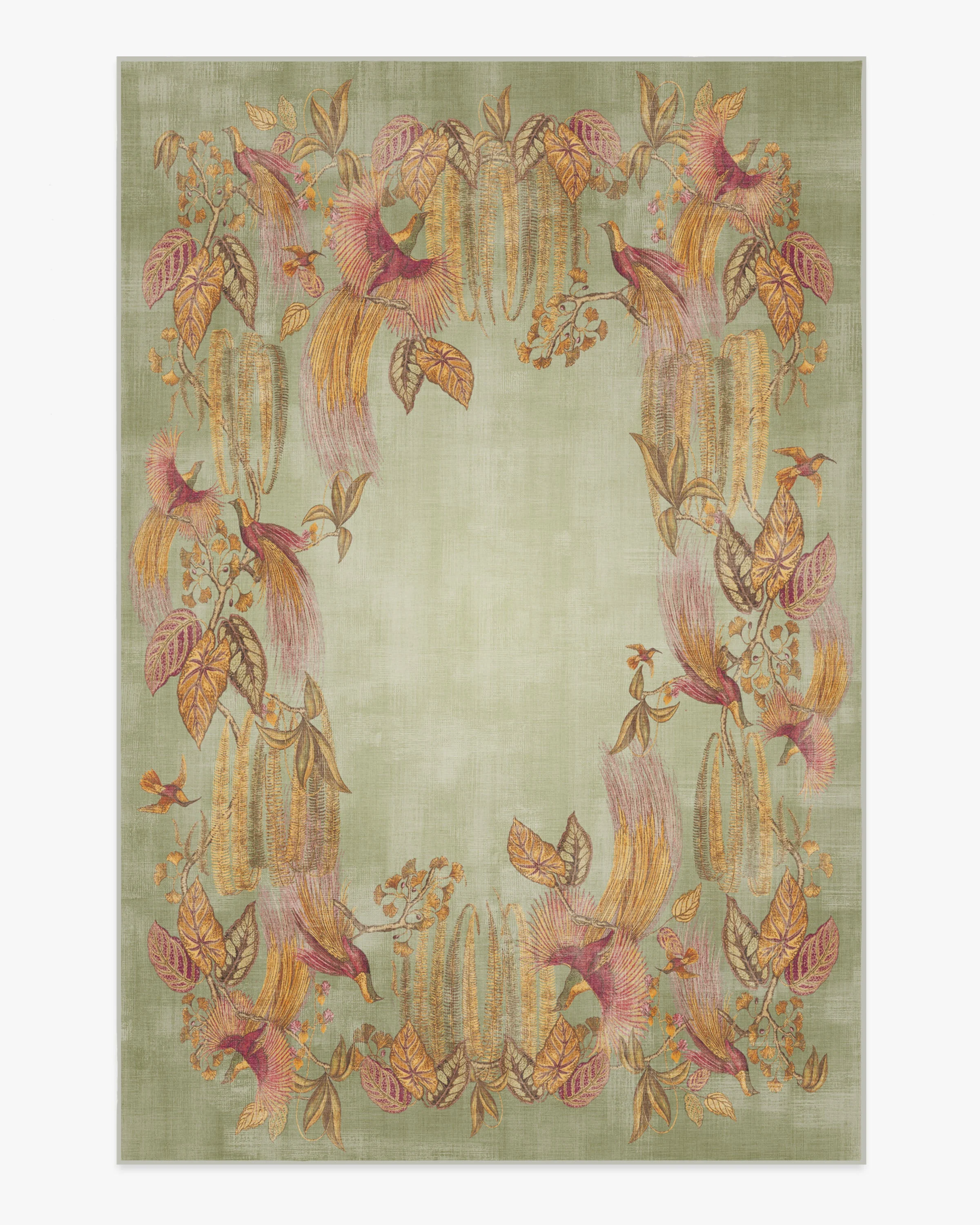 Bird of Paradise Silver Fern Flatwoven Rug by Sanderson
