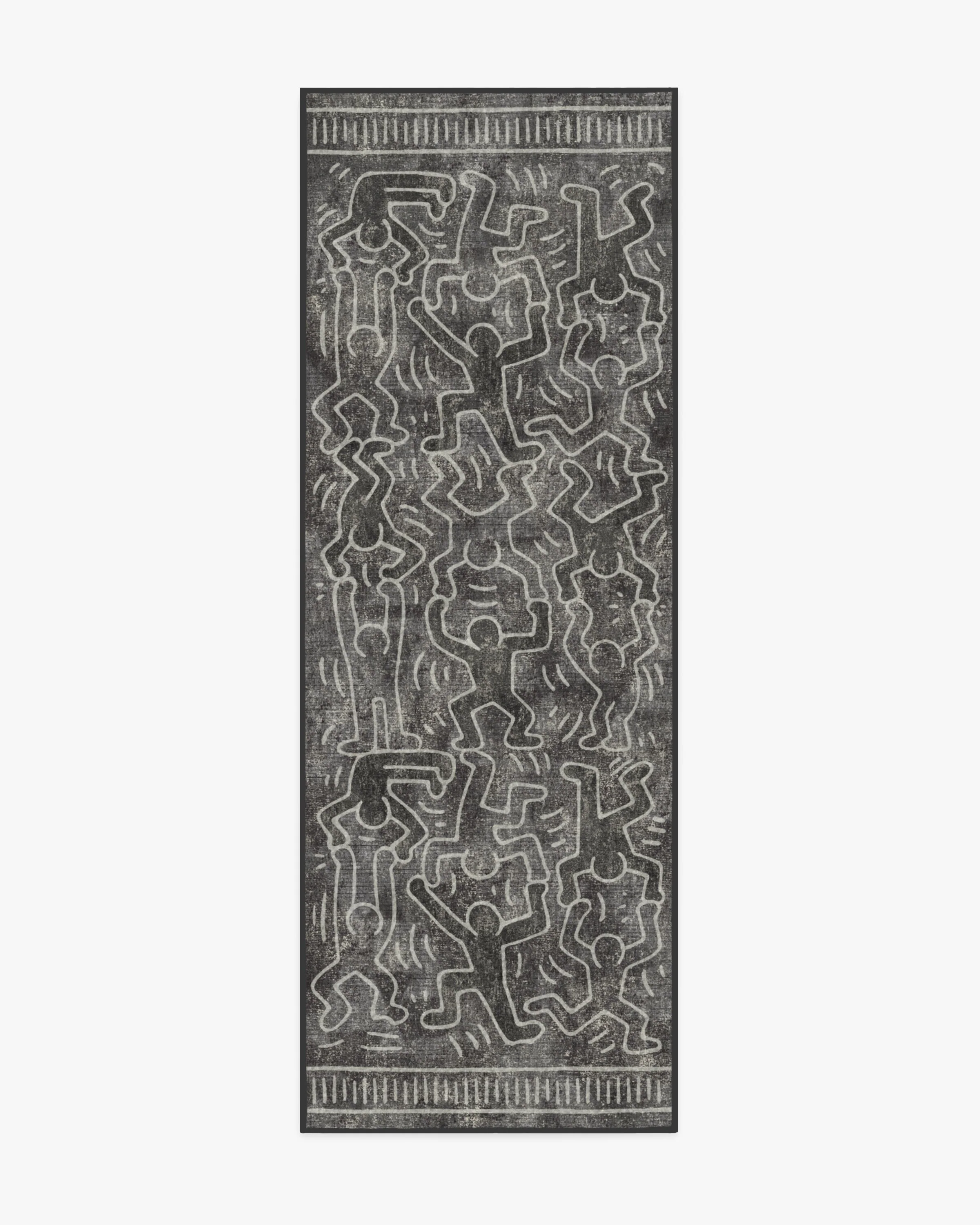 Balancing Act Black Flatwoven Rug by Keith Haring