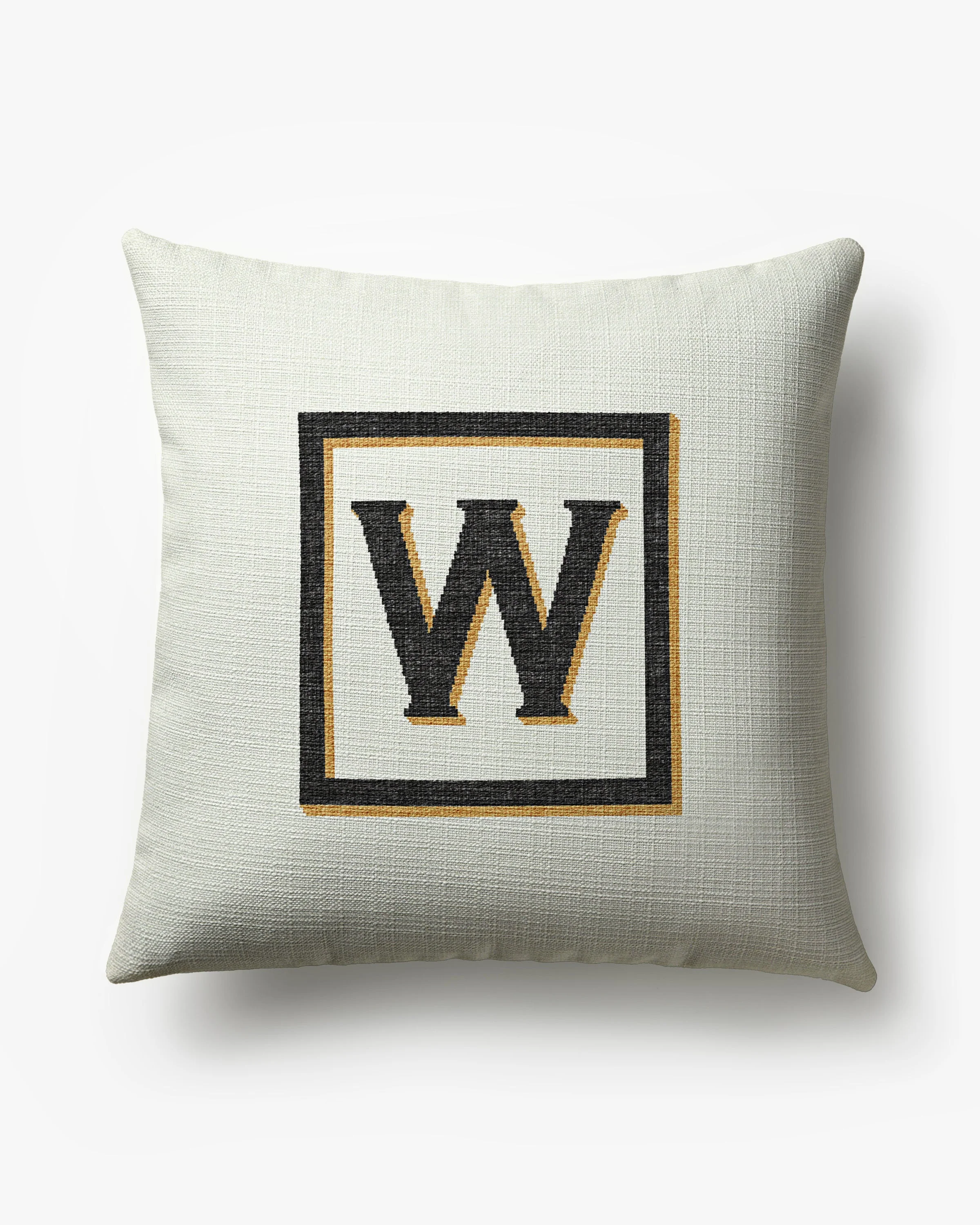 Classic Monogram Ivory Woven Throw Pillow, 20x20 by Jonathan Adler