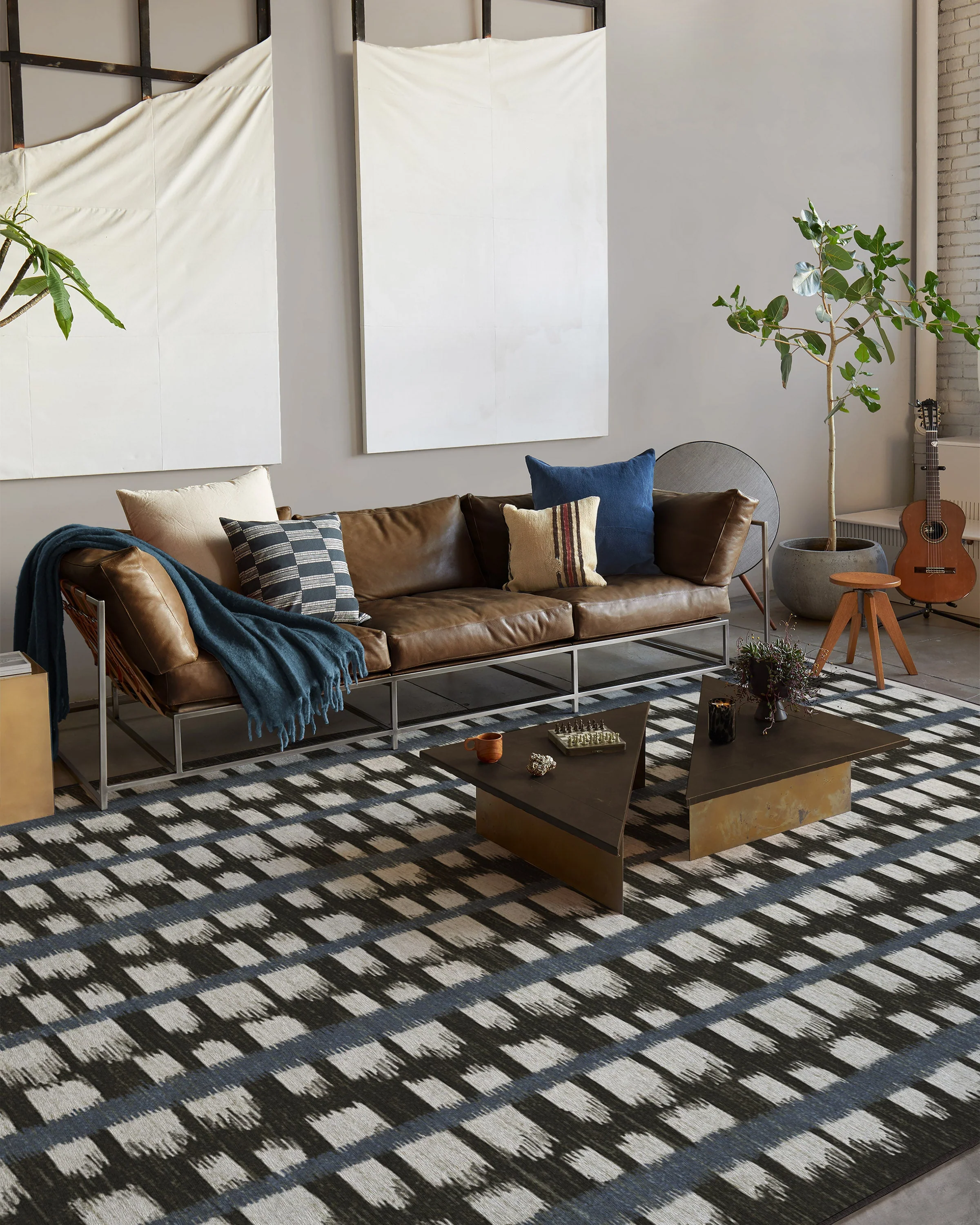 Berlin Charcoal & Sand Flatwoven Rug by Michael Michalsky
