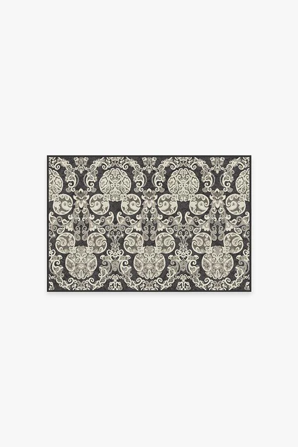 Mickey Damask Charcoal Flatwoven Rug