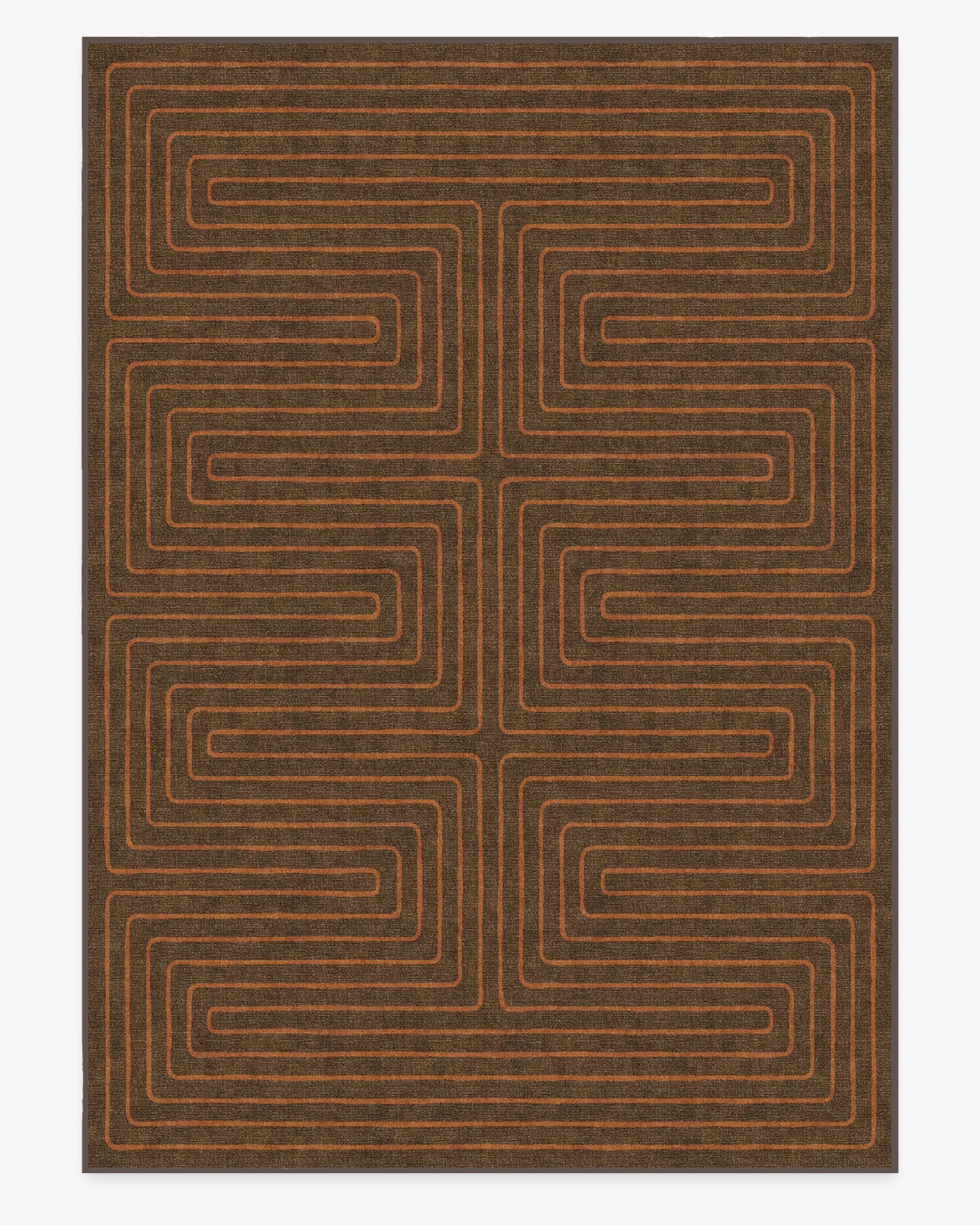 Labyrinth Brown & Orange Flatwoven Rug by Jonathan Adler