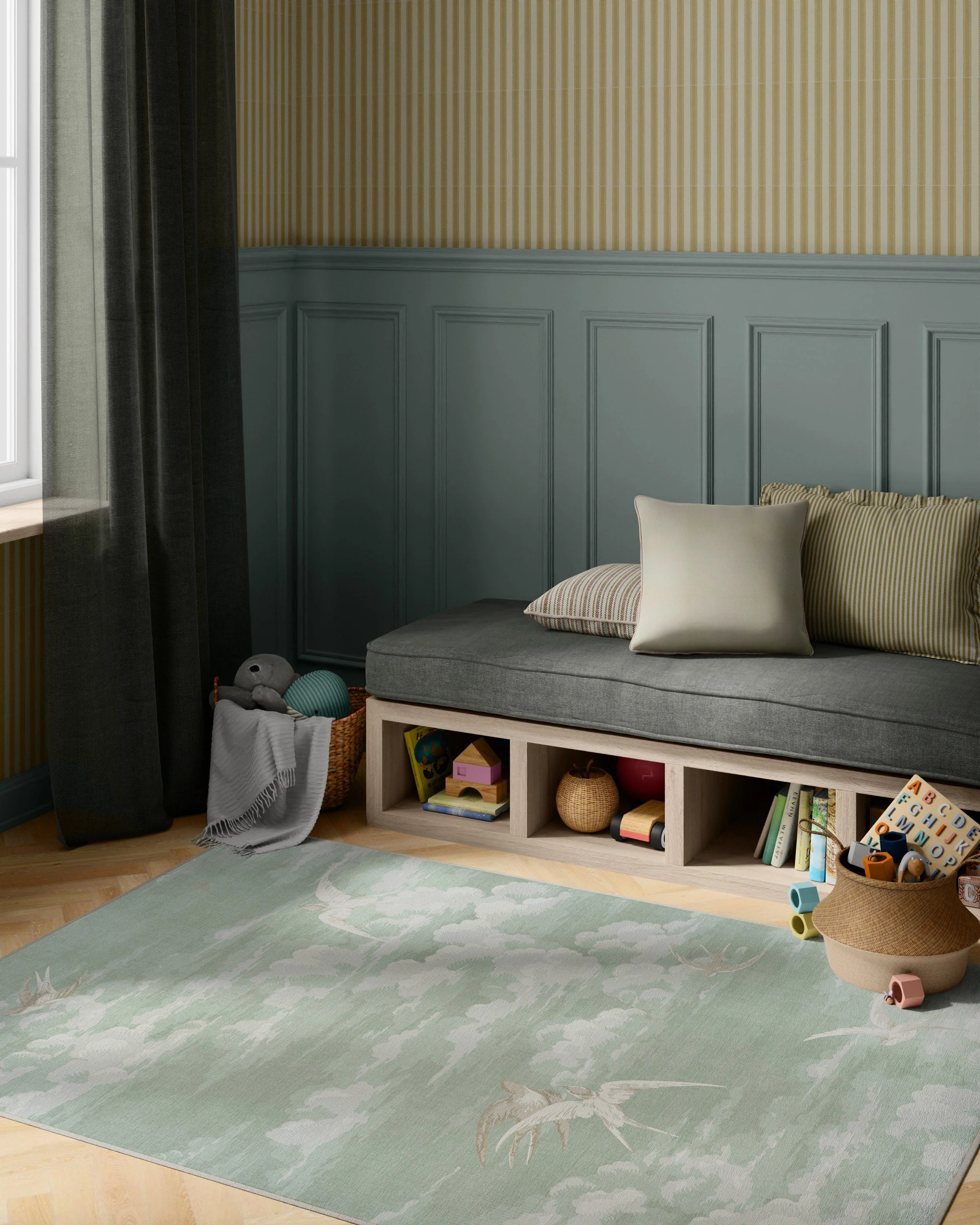 Silvi Clouds Seaspray Rug by Sanderson