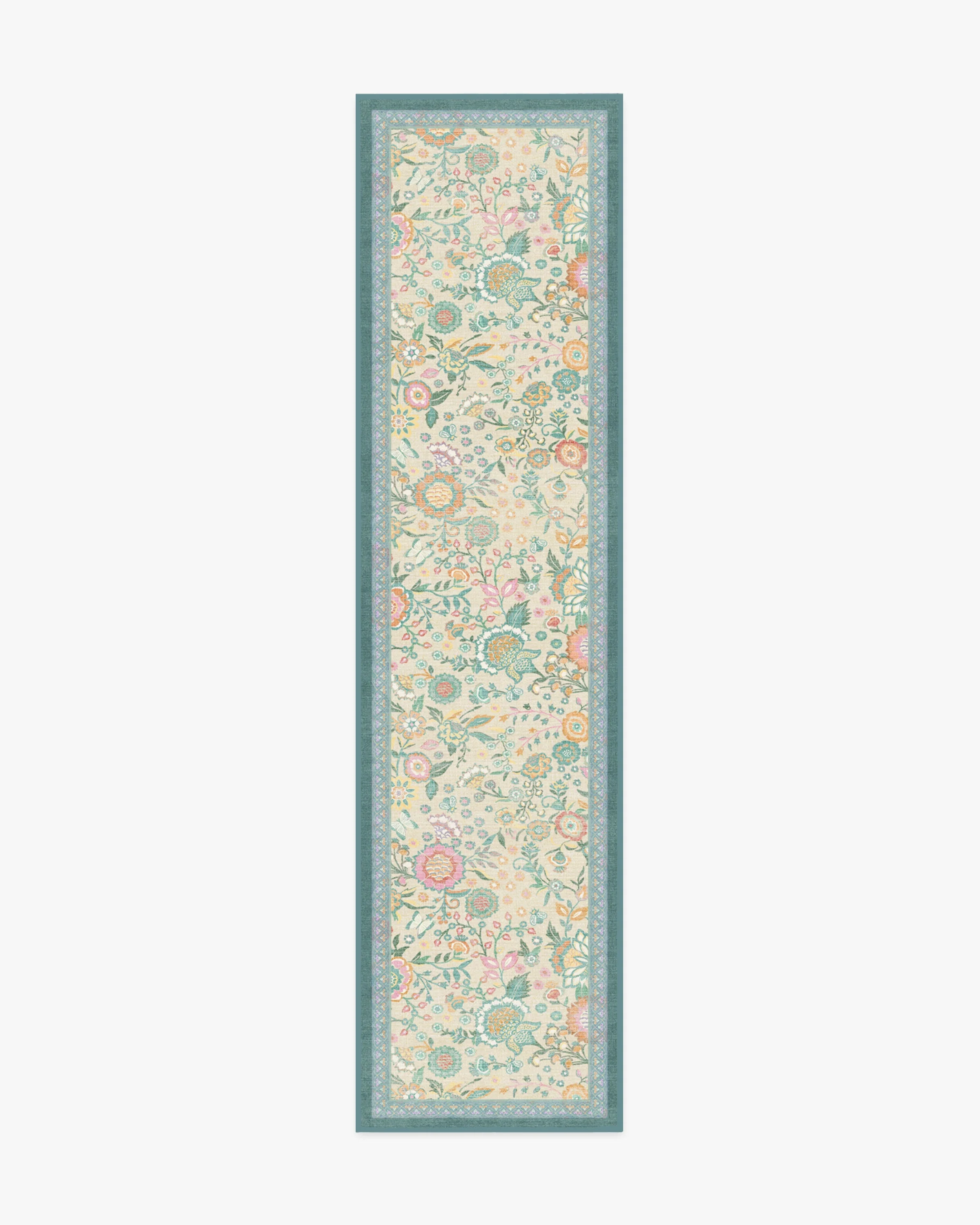Royal Garden Ivory & Jade Flatwoven Rug by Bridgerton