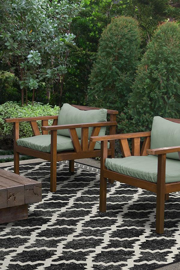 Cleo Trellis Black Outdoor Rug