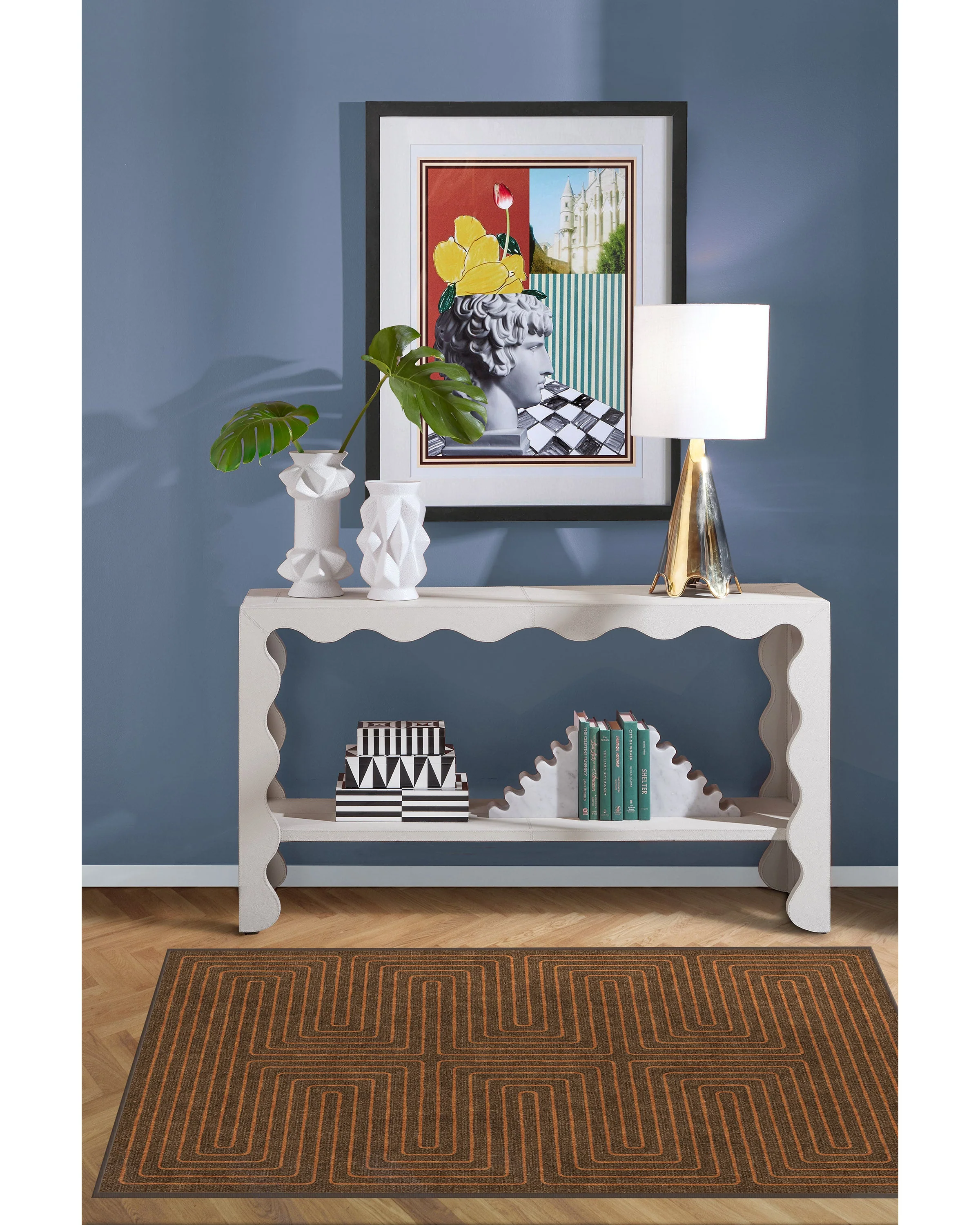 Labyrinth Brown & Orange Flatwoven Rug by Jonathan Adler