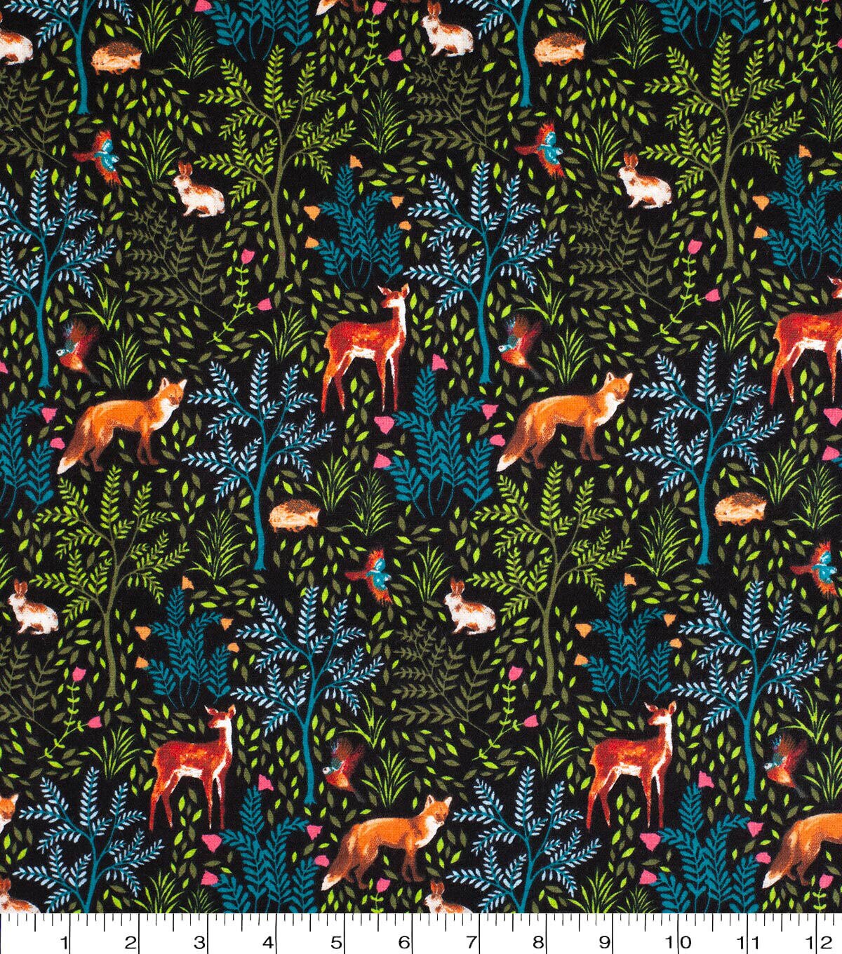 Super Snuggle Flannel Fabric Animals in Woods