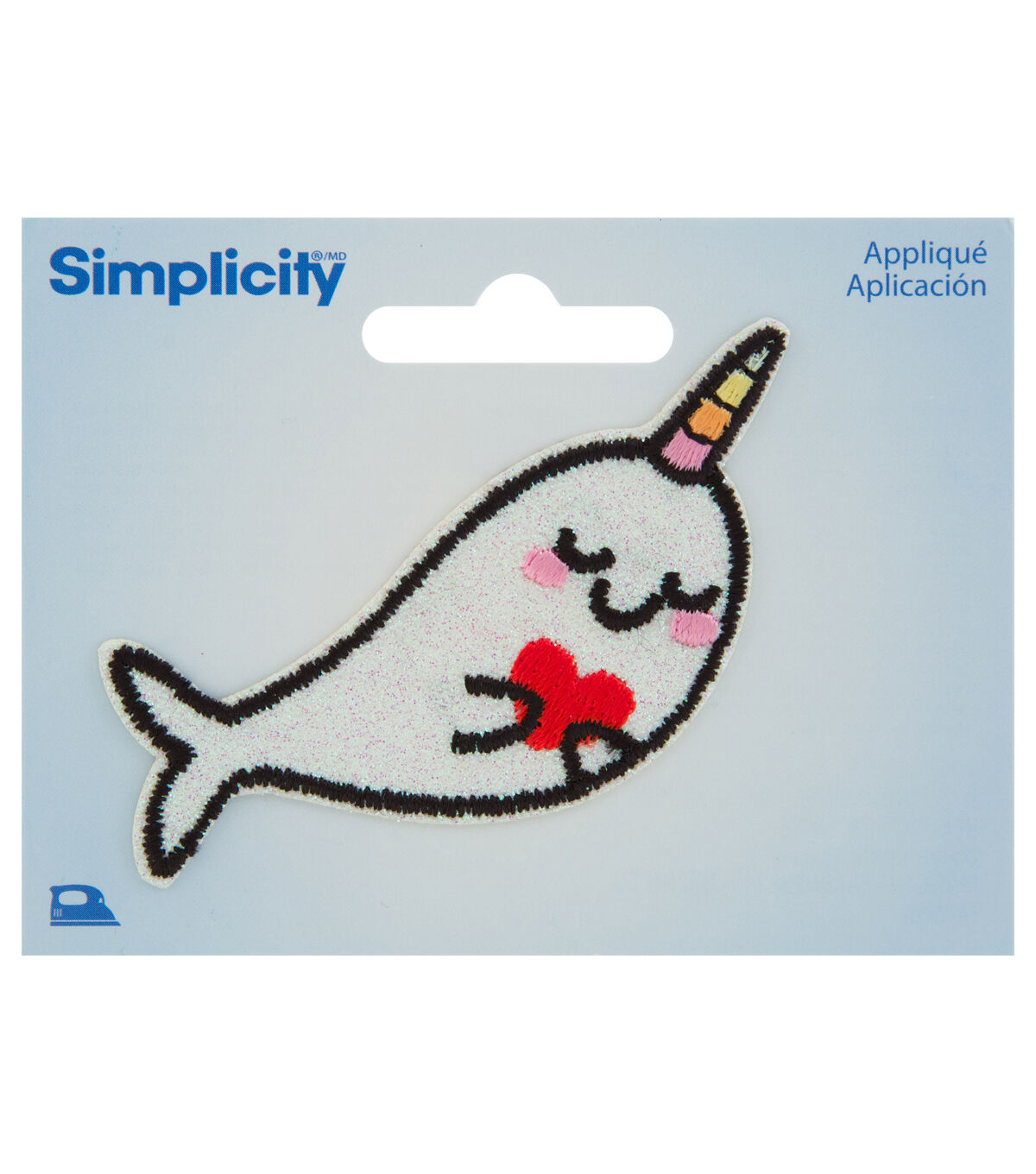Simplicity 2.5 Sparkly Narwhal Iron On Patch