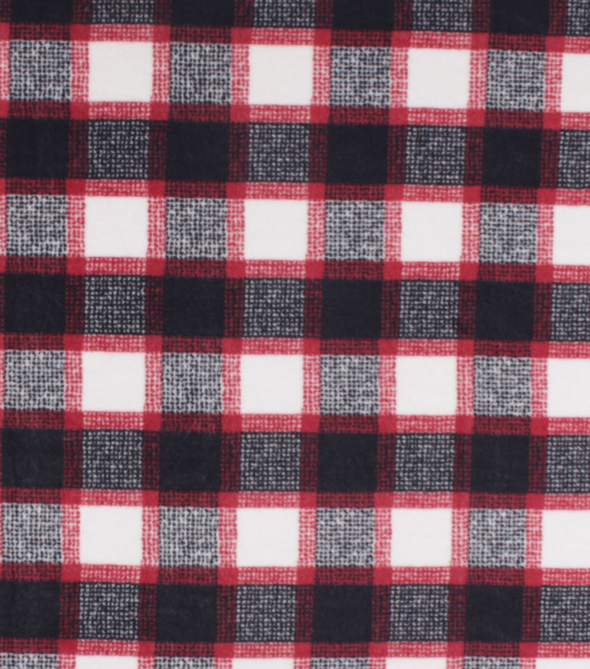 Red & Black Textured Plaid Anti Pill Fleece Fabric