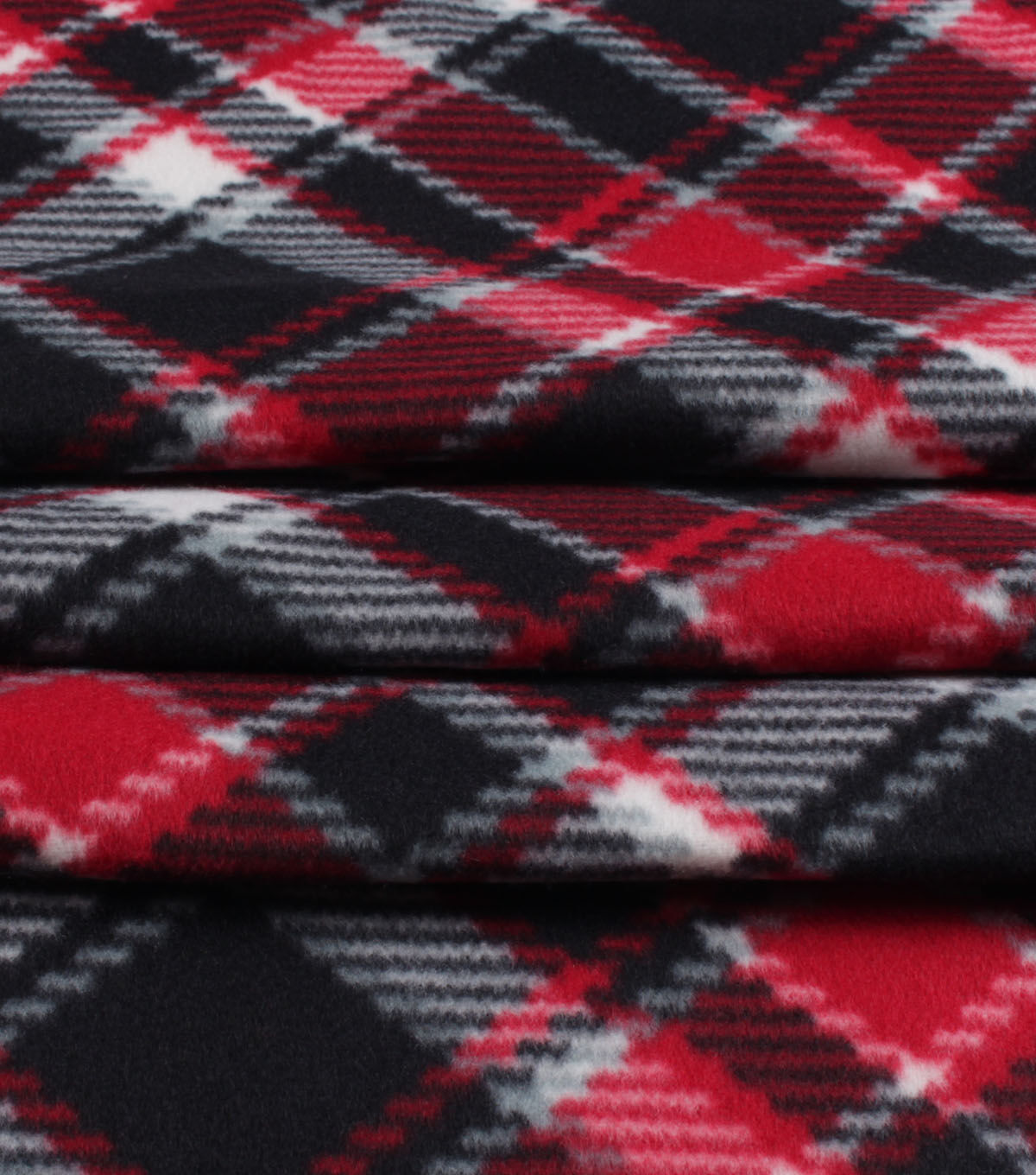 Black Red Bias Plaid Blizzard Fleece Fabric
