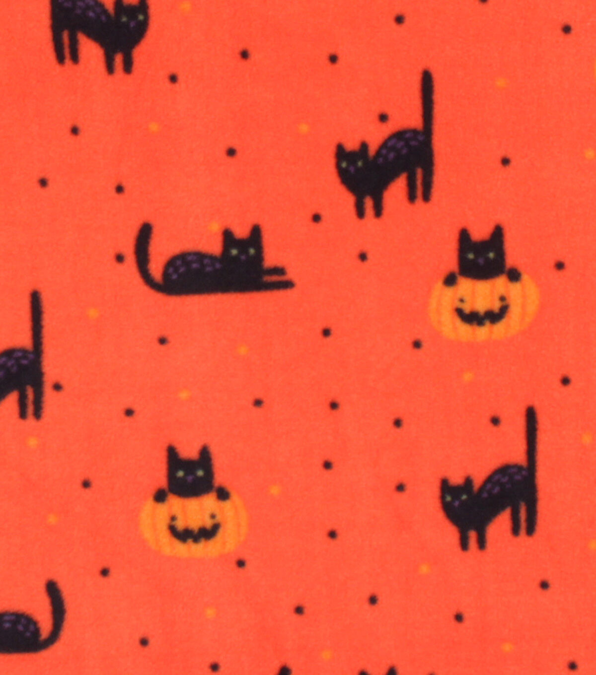 Cats in Orange Pumpkins Anti Pill Fleece Fabric by POP!