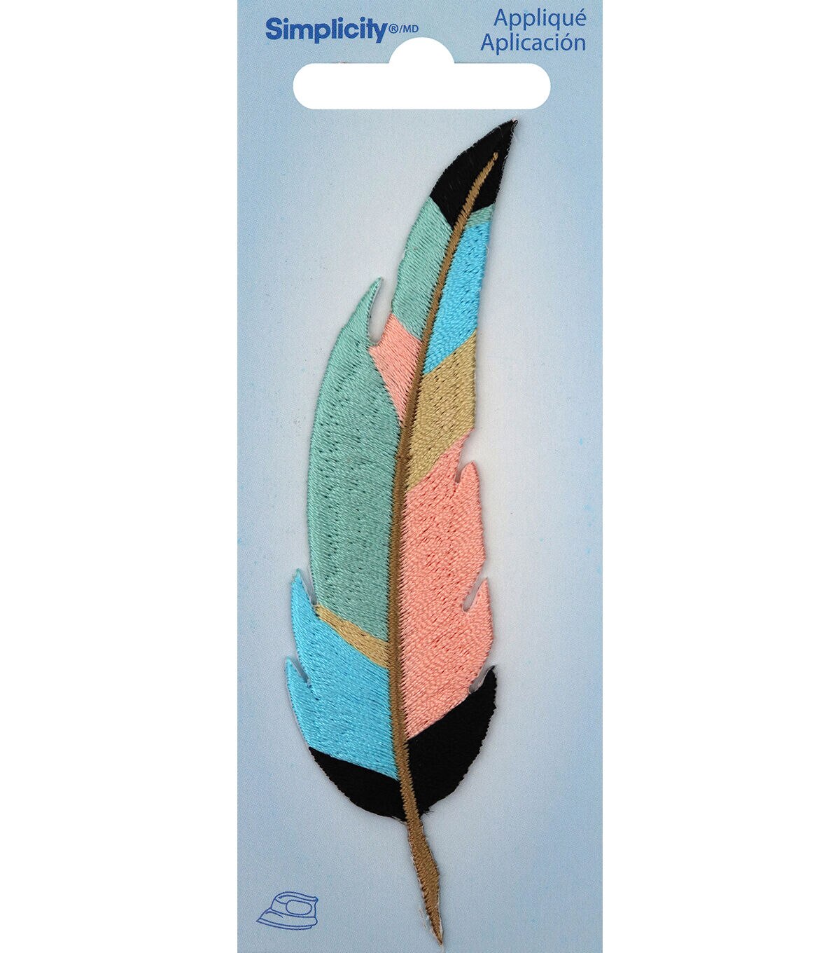 Simplicity 5 Pink & Blue Feather Iron On Patch