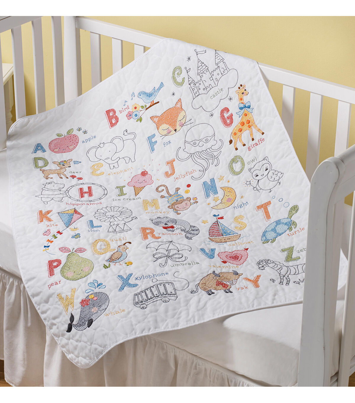 Bucilla 34 x 43 ABC Baby Crib Cover Stamped Cross Stitch Kit
