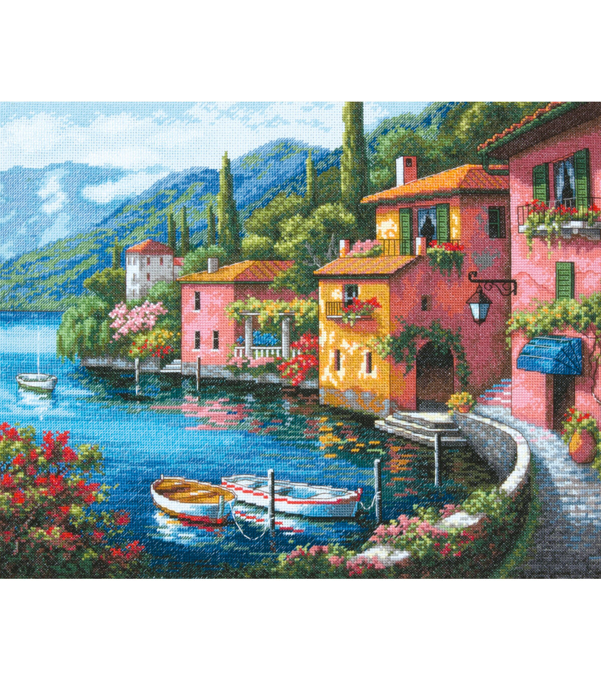 Dimensions 15 x 12 Lakeside Village Counted Cross Stitch Kit