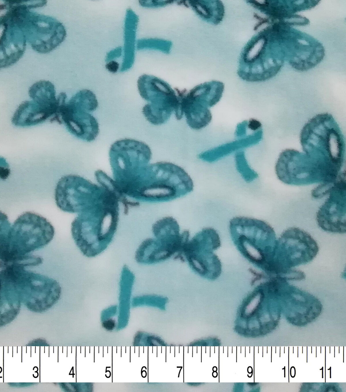 Teal Ribbons & Butterflies Anti Pill Fleece Fabric