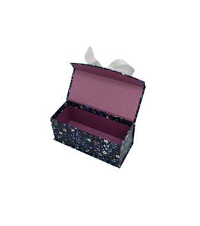 8 Floral on Dark Blue Flip Top Box With Bow by Place & Time