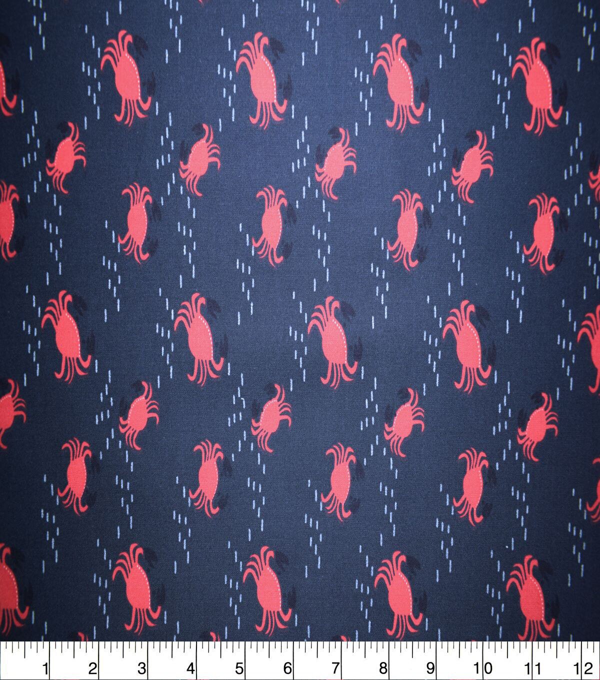 Crazy Crabs on Navy Quilt Cotton Fabric by Quilter's Showcase