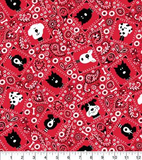 Fabric Traditions Red Dog Bandana Novelty Cotton Fabric