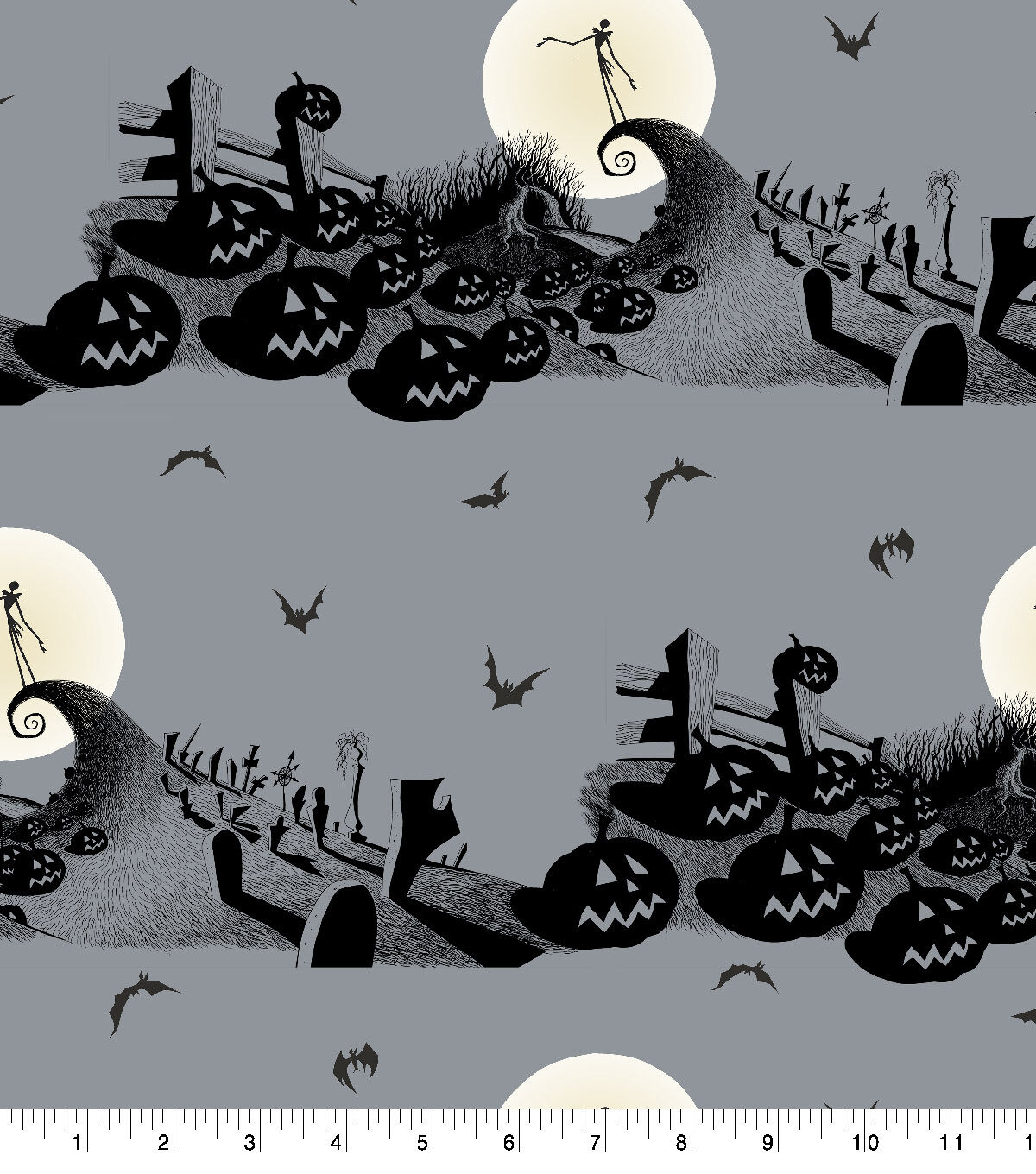 Spooky Graveyard Nightmare Before Christmas Cotton Fabric