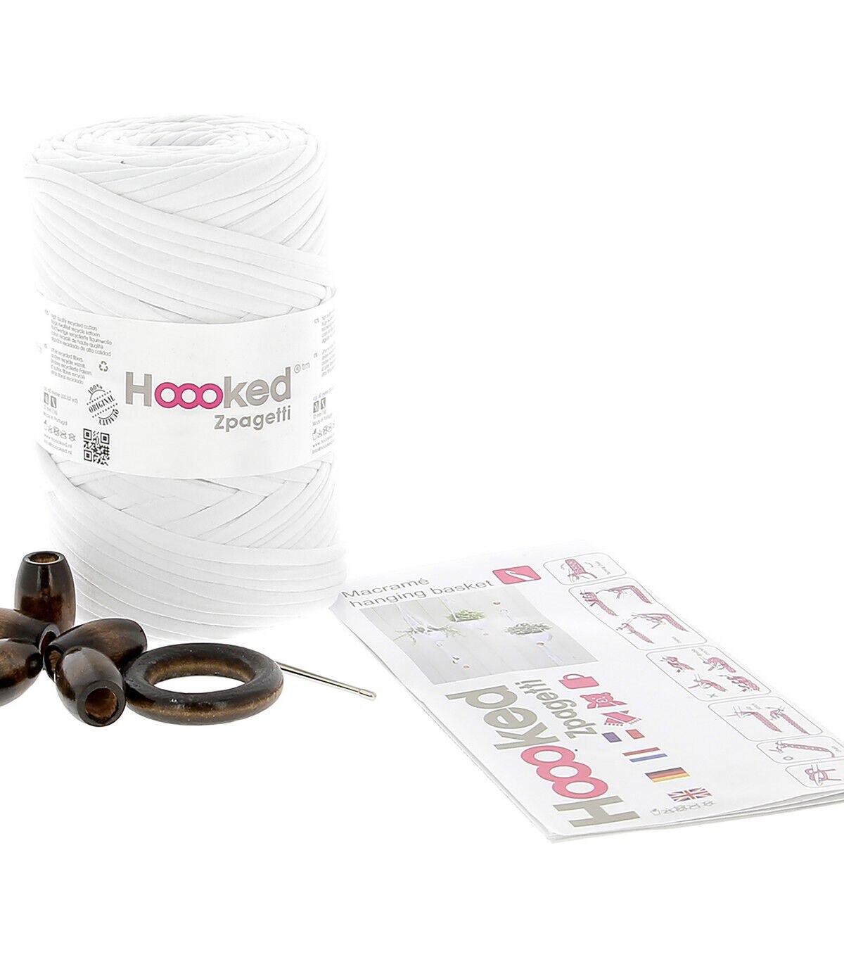 Hoooked Zpagetti White Macrame Hanging Basket Kit