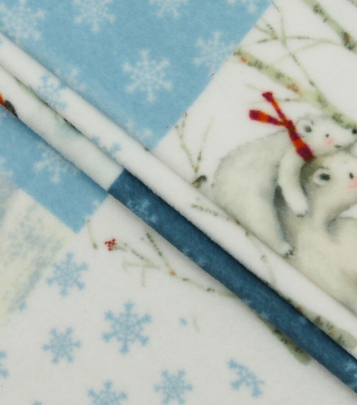 Polar Bear & Penguin Patches Anti Pill Fleece Fabric