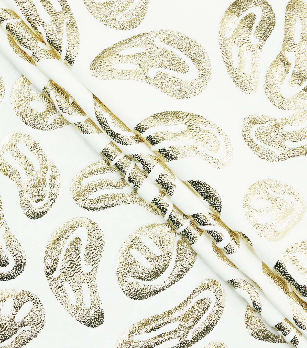 Gold Metallic Smiley Faces Pure Plush Fleece Fabric