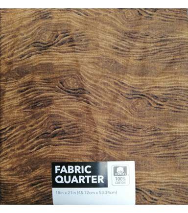 18 x 21 Brown Woodgrain Cotton Fabric Quarter 1pc by Keepsake Calico