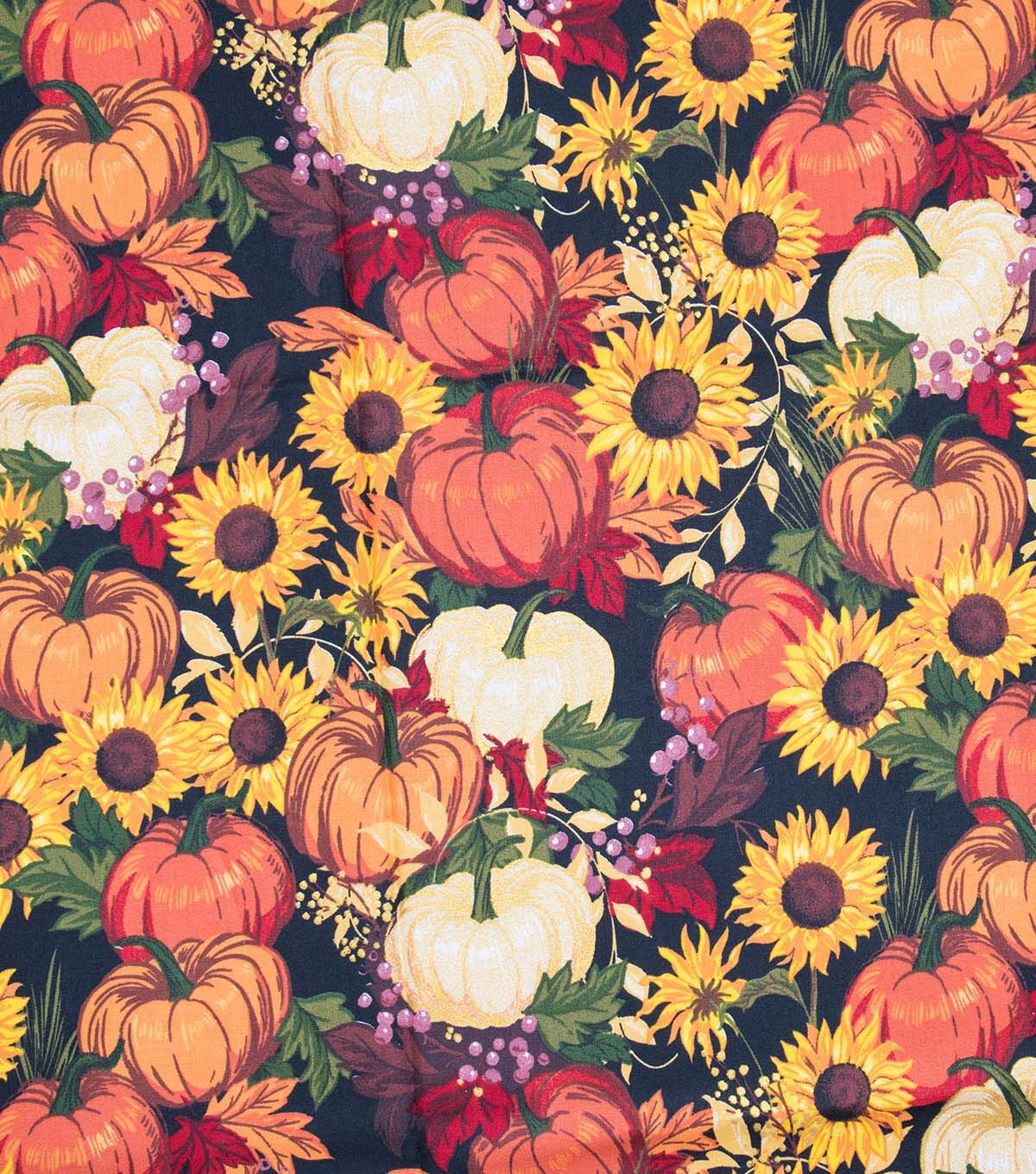 Bountiful Harvest Fall Print Metallic Cotton Fabric