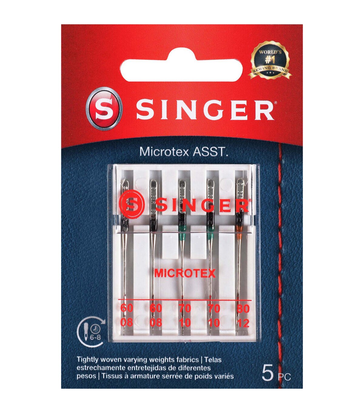 SINGER Universal Microtex Sewing Machine Needles Assorted Sizes 5ct