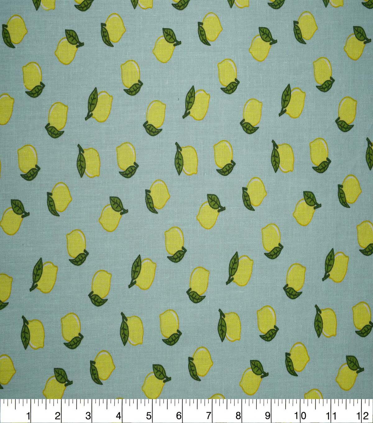 Lemons on Teal Cotton Fabric by Quilter's Showcase