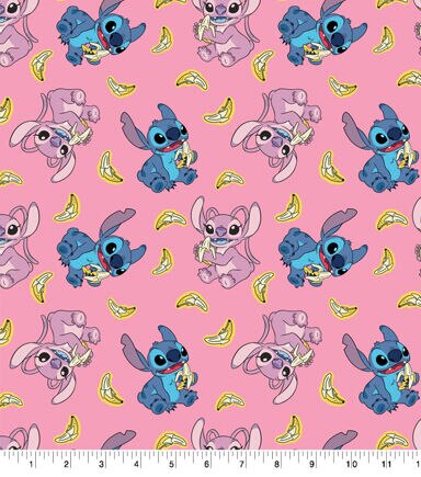 Stitch And Angel Banana Disney Cotton Fabric
