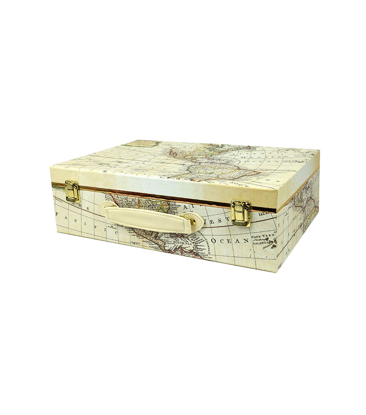 16 Antique Map Suitcase Box With Handle