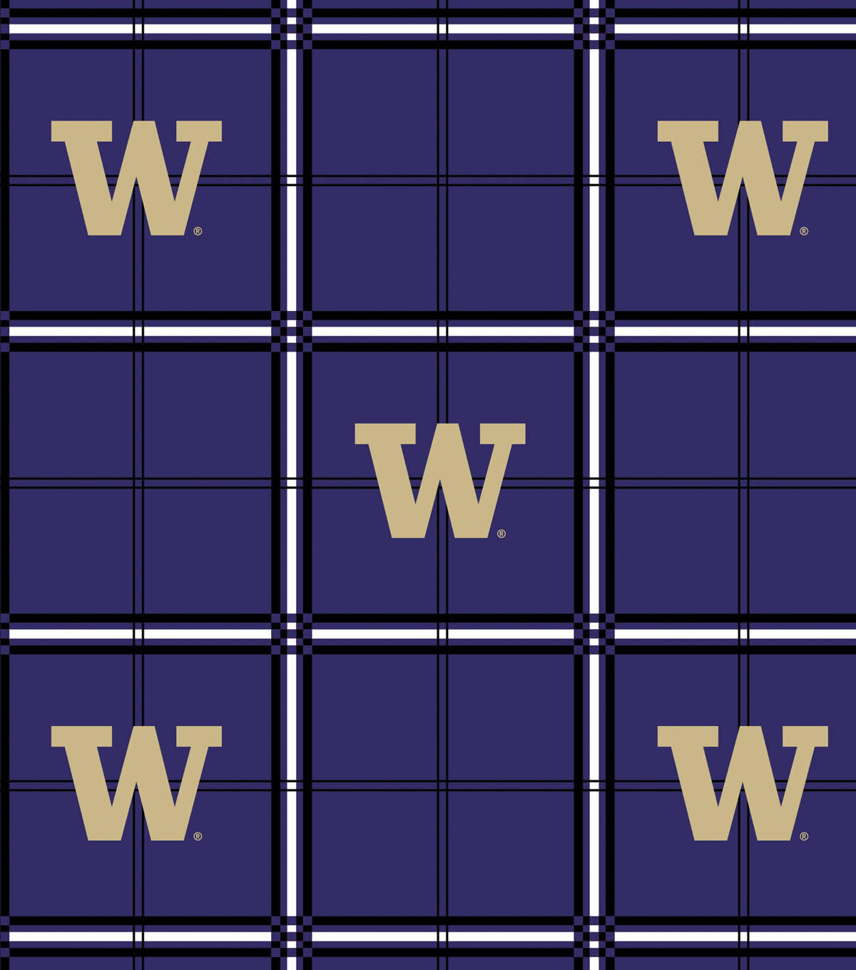 University of Washington Huskies Flannel Fabric 42 Plaid