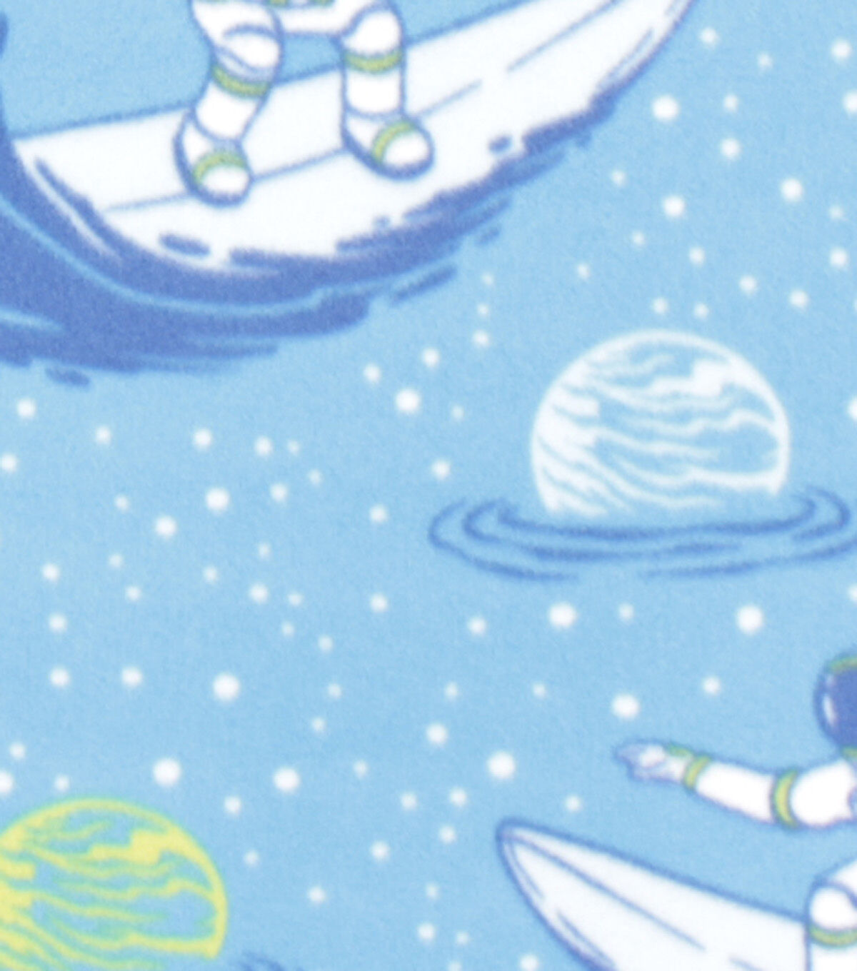 Astronauts On Surfboards Blizzard Prints Fleece Fabric