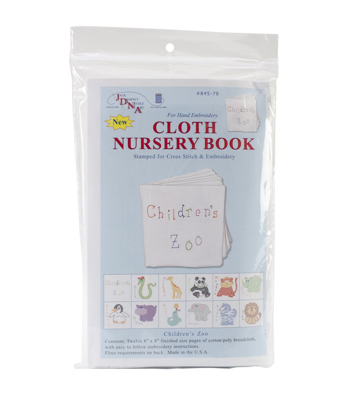 Jack Dempsey Stamped Cloth Nursery Books Children's Zoo