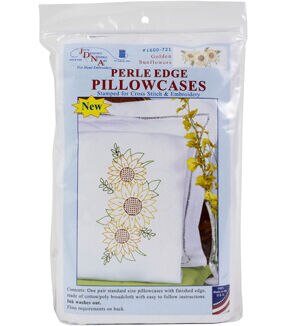 Jack Dempsey Golden Sunflowers Stamped Perle Edge Pillowcases 2pk