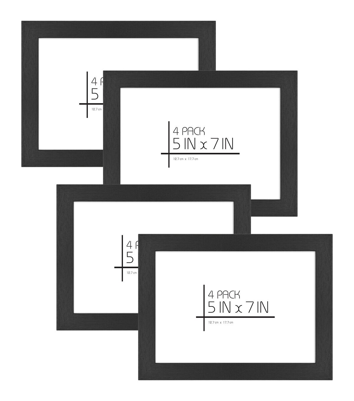 MCS Black 5x7 Woodgrain Value Frames 4pk