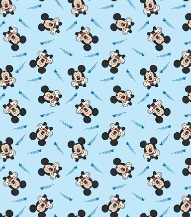 Mickey Icon Swoosh Cotton Fabric