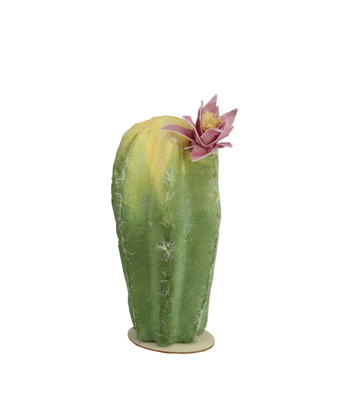 Northlight 8.5 Green and Yellow Cactus on Wooden Base with Flower