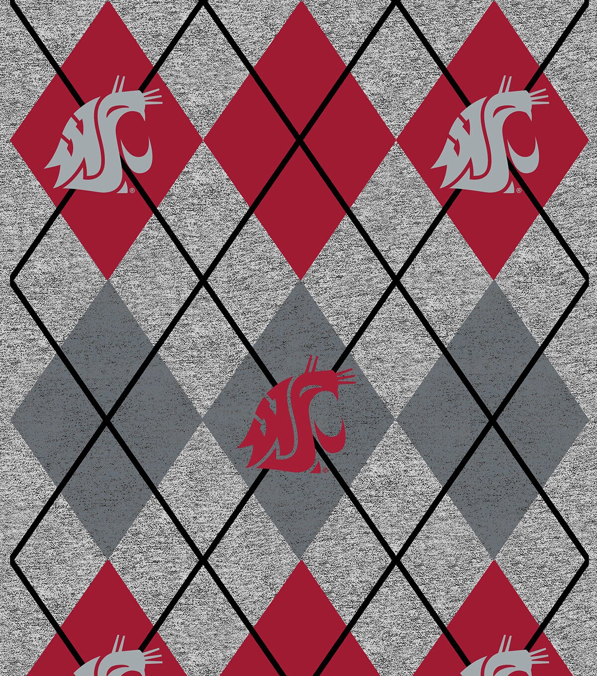Washington State Fleece Fabric Heather Argyle