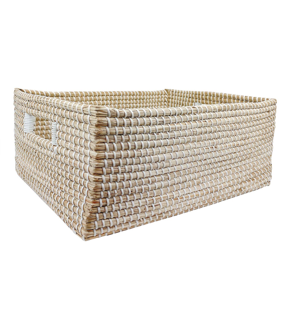 18 Natural & White Stitch Woven Basket by Place & Time