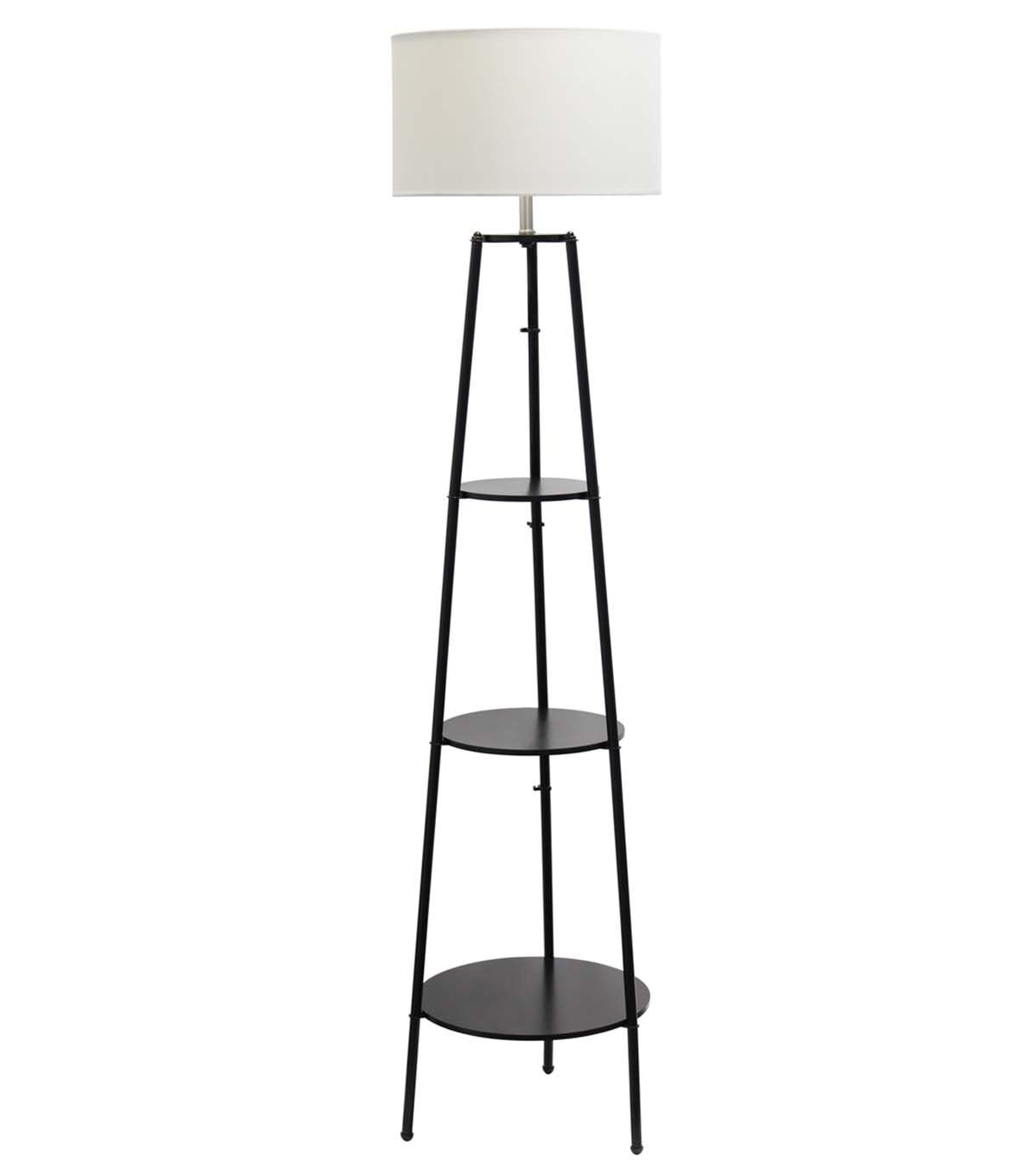 All The Rages 62.5 Shelf Floor Lamp 3 Tier With Fabric Shade