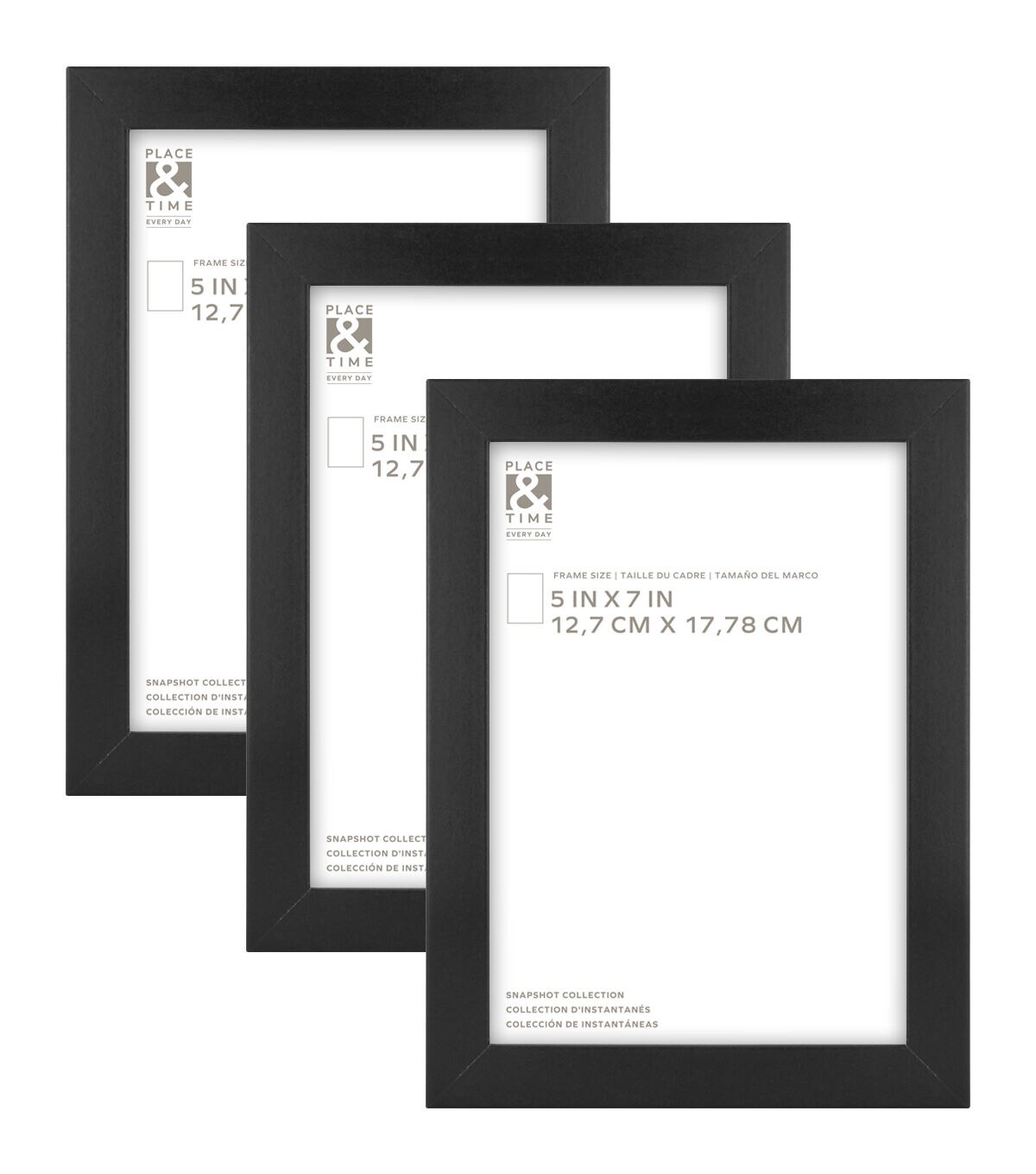 5 x 7 Snapshot Wood & Glass Wall Picture Frames 3pk by Place & Time