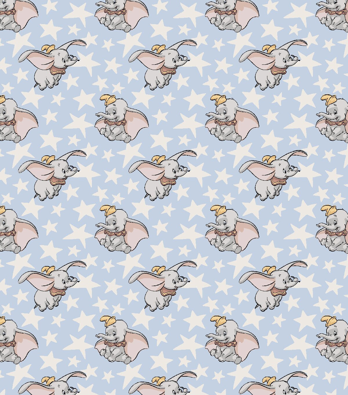 Disney Dumbo Cotton Fabric Dumbo and Stars