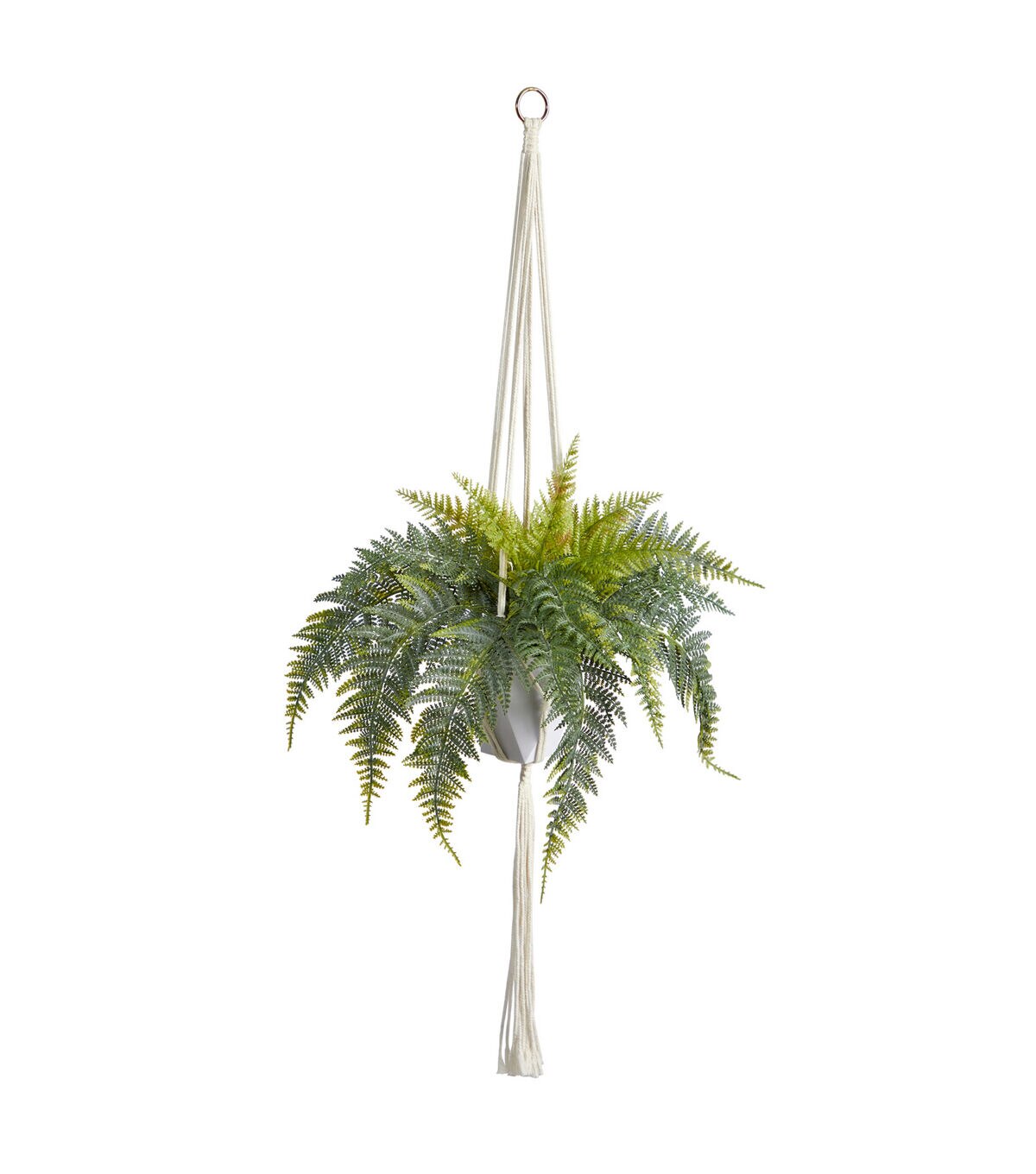 Nearly Natural 25 Fern Hanging Artificial Plant in Decorative Basket